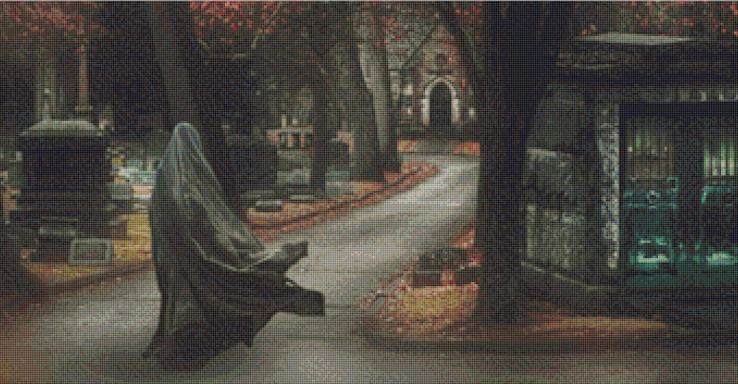 Woman Walking in Greenwood Cemetery cross stitch pattern by Tammy L. Gross