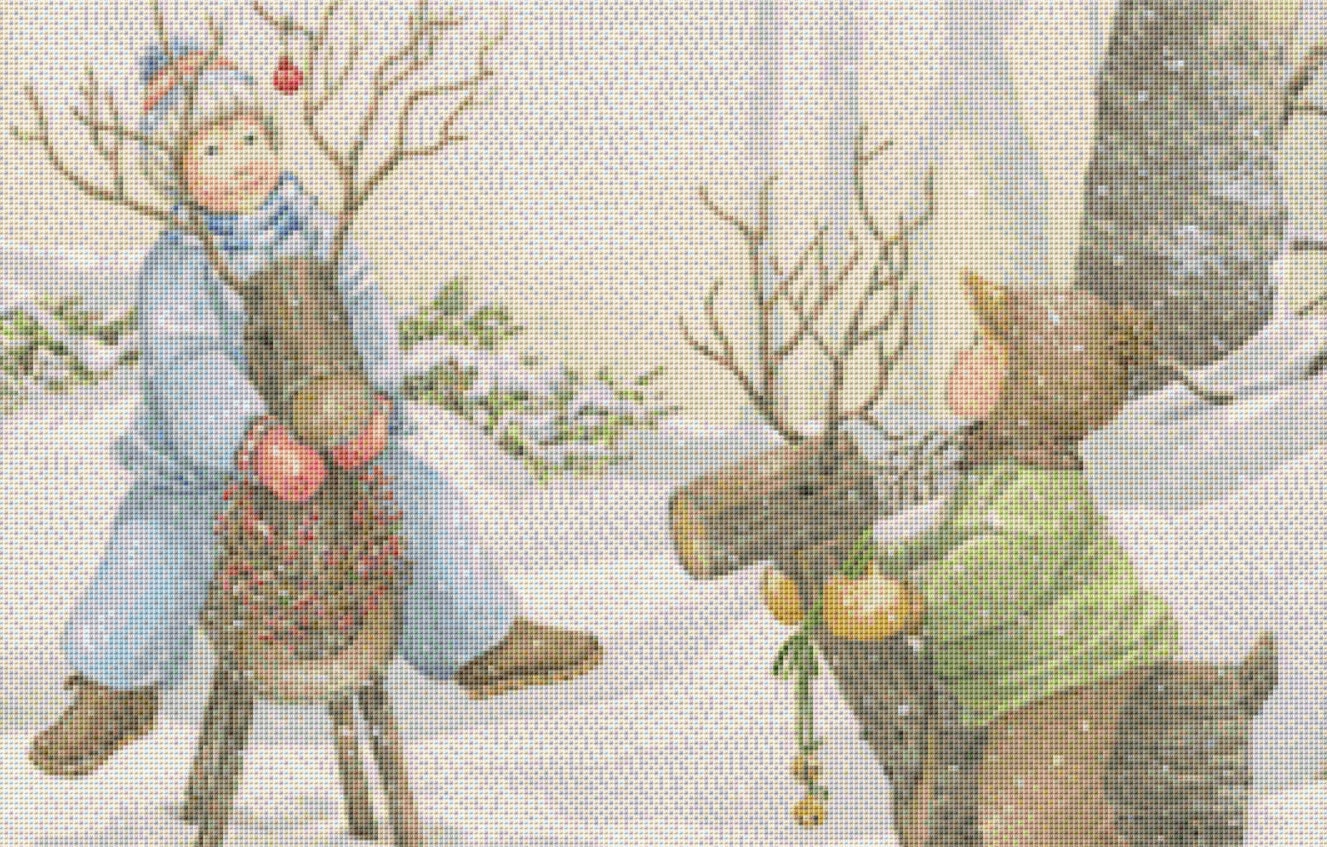 Reindeer Games cross stitch pattern by Catherine Simpson/Ansada Art Licensing Group, LLC.