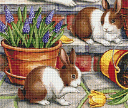 Spring Rabbit Brown cross stitch pattern by Rose Mary Berlin/Ansada Art Licensing Group, LLC.