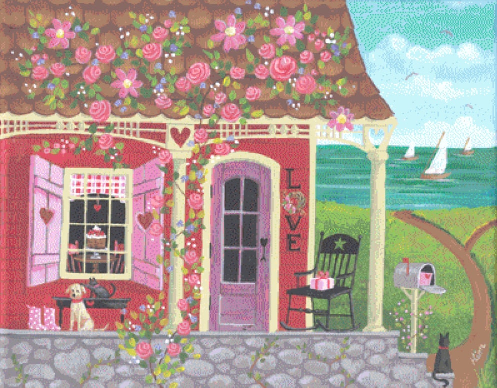 Sweet Valentine cross stitch pattern by Kim Leo licensed by JMS Art Licensing