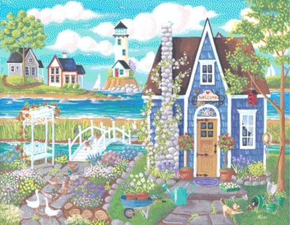 Garden Party cross stitch pattern by Kim Leo licensed by JMS Art Licensing