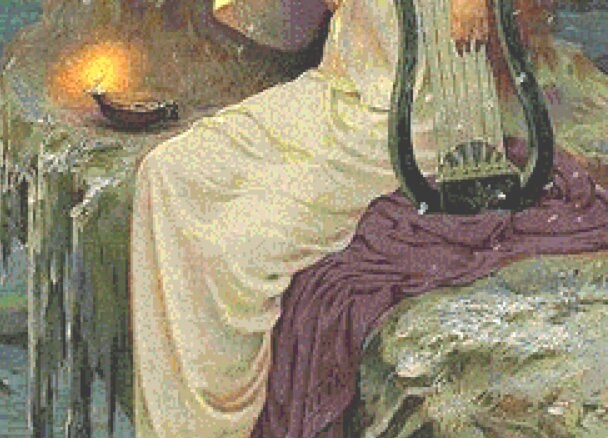 Fairy at Night Vintage Postcard cross stitch pattern by StitchesSewBeautiful