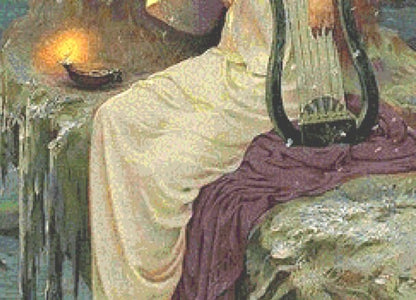 Fairy at Night Vintage Postcard cross stitch pattern by StitchesSewBeautiful