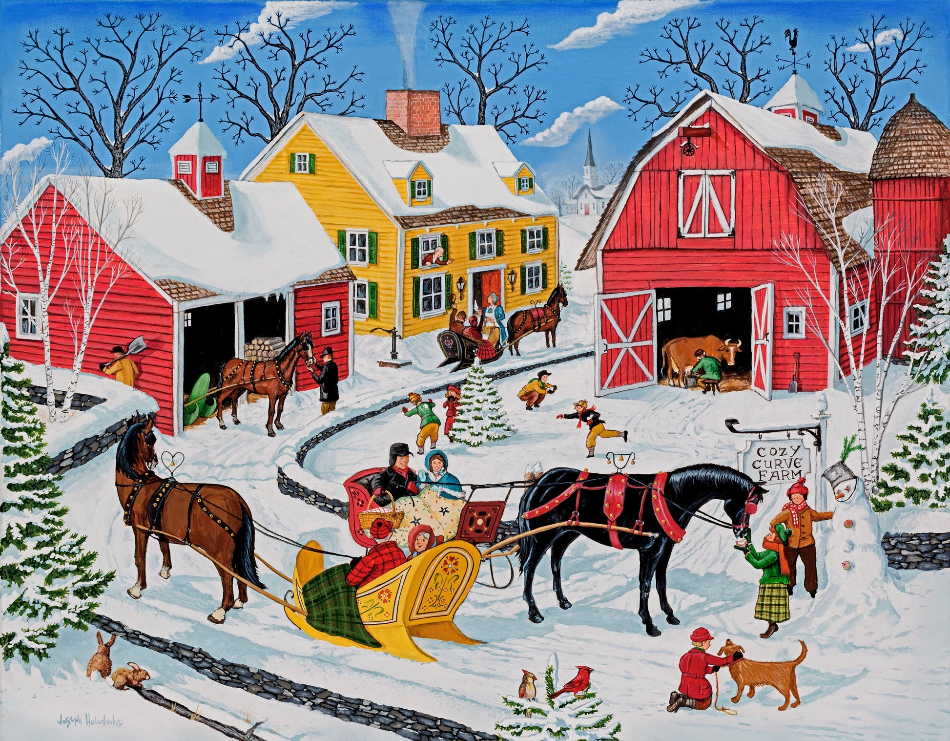 Cozy Curve Farm cross stitch pattern by Joseph Holodook/Porterfields Fine Art Licensing