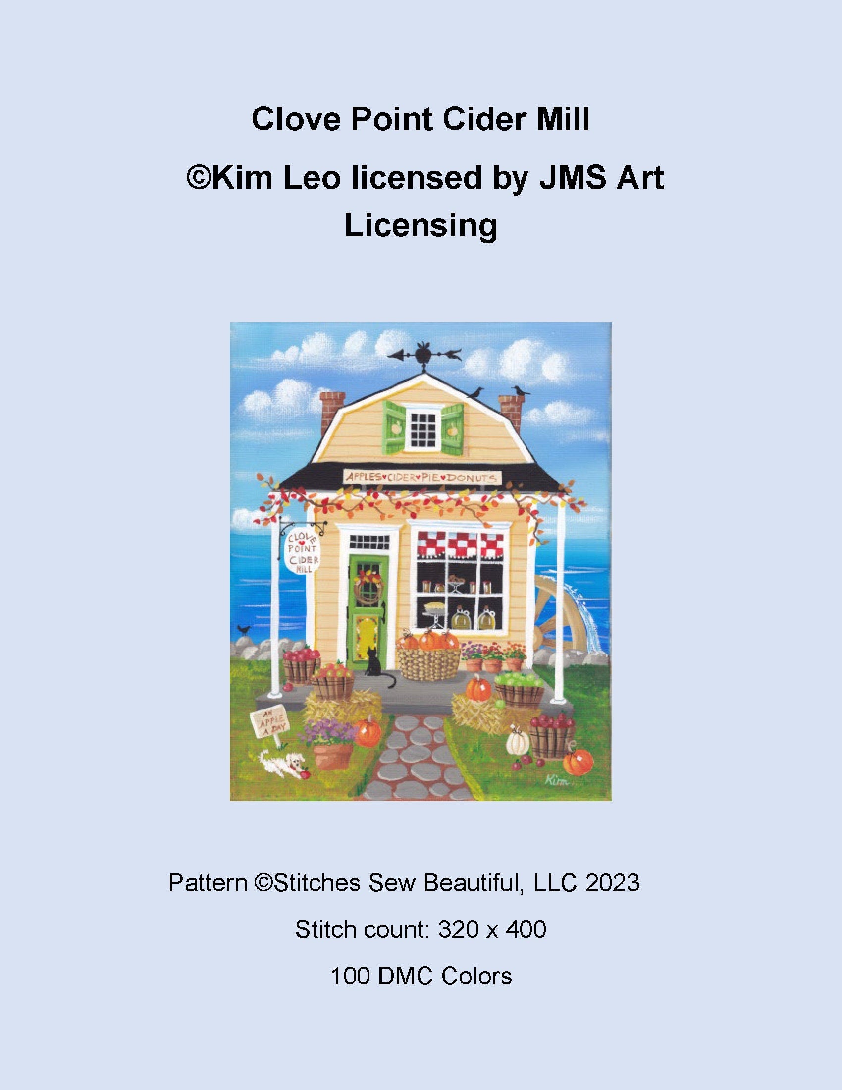 Clove Point Cider Mill cross stitch pattern by Kim Leo/JMS Art Licensing