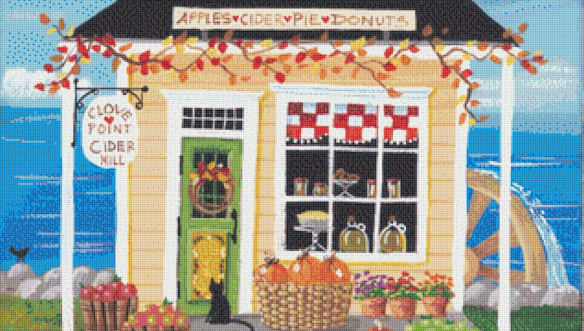 Clove Point Cider Mill cross stitch pattern by Kim Leo/JMS Art Licensing