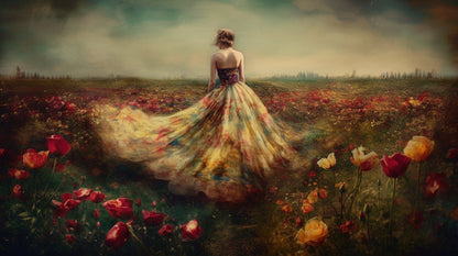 Woman in a Field of Flowers 7 cross stitch pattern by Eder Jose Rosa