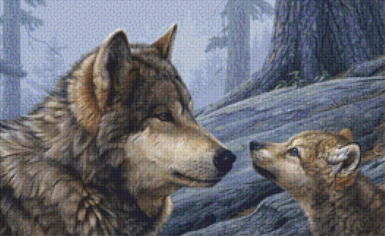 Brother Wolf cross stitch pattern by Daniel Smith/Ansada Art Licensing Group, LLC.