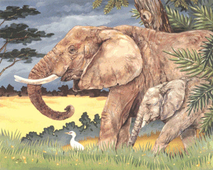 Elephants cross stitch pattern by Linda Howard Bittner/Ansada Art Licensing Group, LLC.