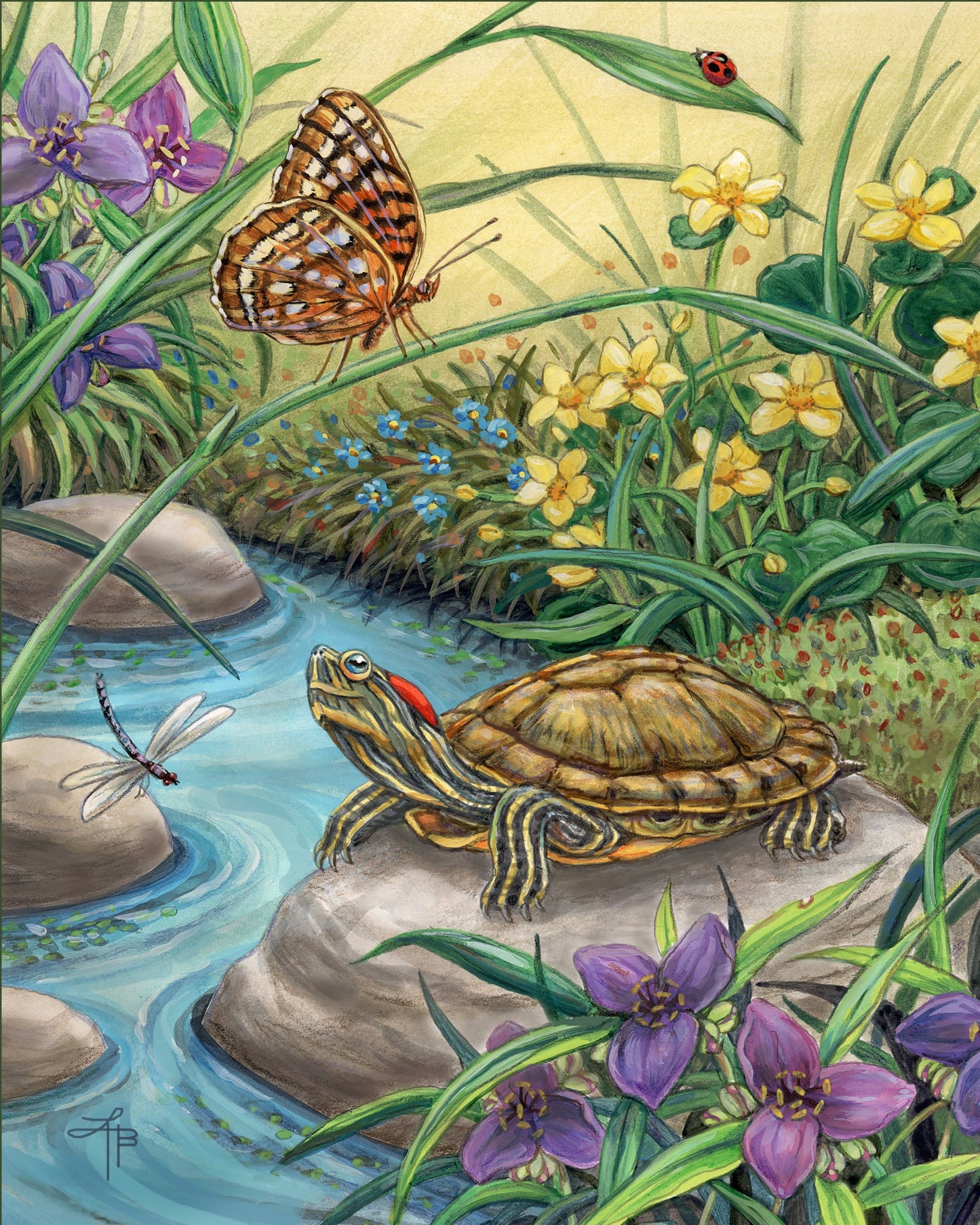 Red Eared Slider cross stitch pattern by Linda Howard Bittner/Ansada Art Licensing Group, LLC.