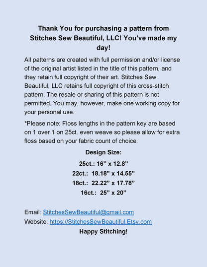 Secret Admirer cross stitch pattern by Linda Howard Bittner/Ansada Art Licensing Group, LLC.