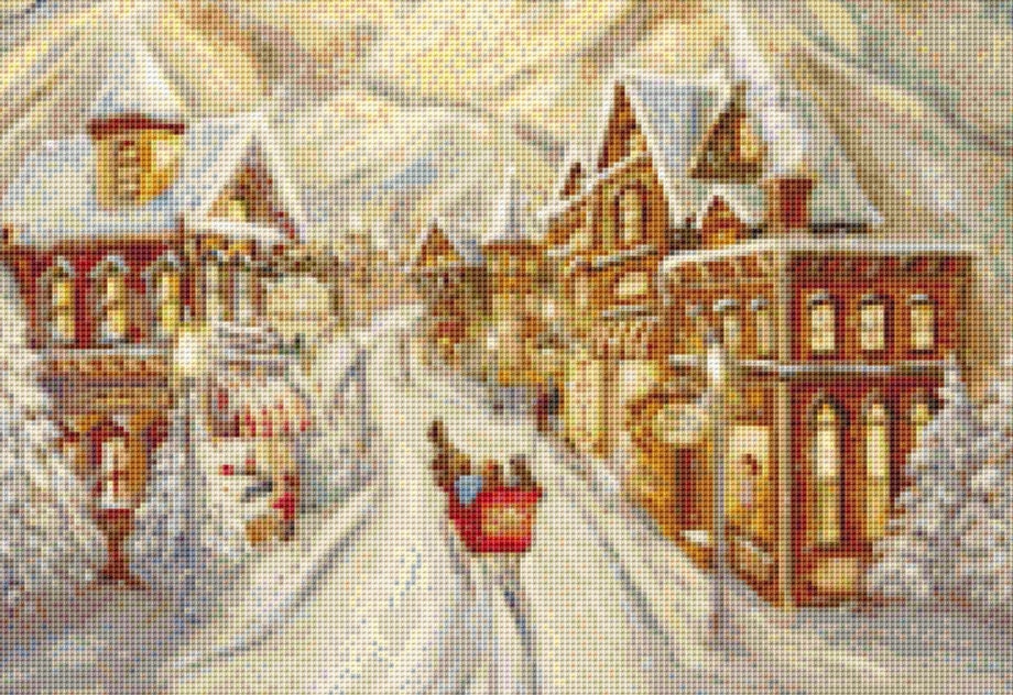 Main Street cross stitch pattern by Angela Trotta Thomas/Ansada Art Licensing Group, LLC.