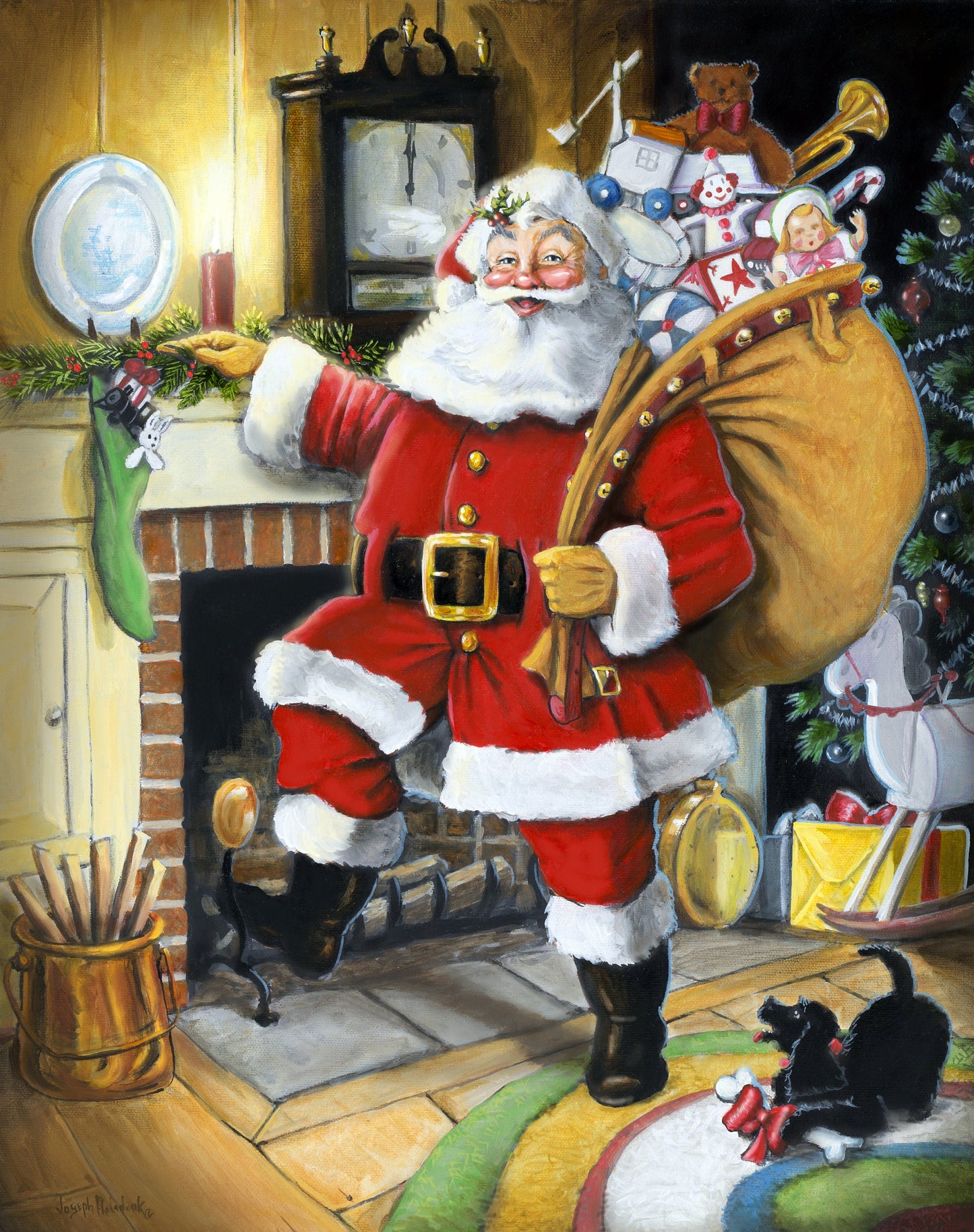 Santa Pays a Visit cross stitch pattern by Joseph Holodook/Porterfields Fine Art Licensing