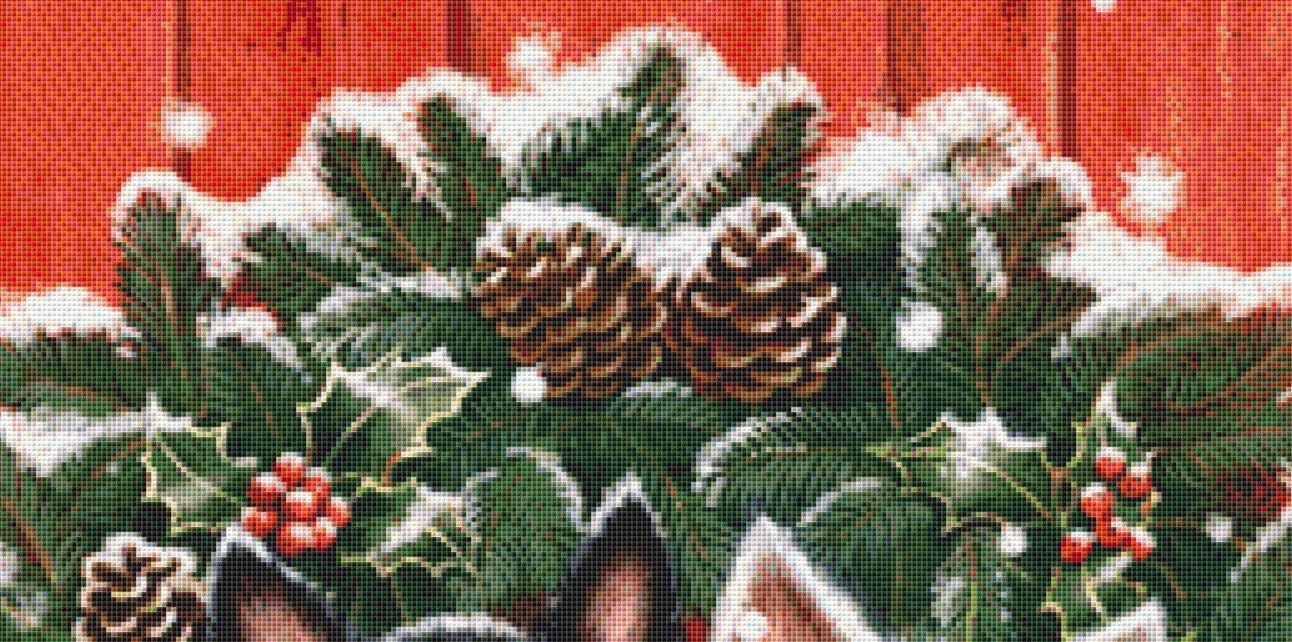 Christmas Wreath Pups cross stitch pattern by Rose Mary Berlin/Ansada Art Licensing Group, LLC.