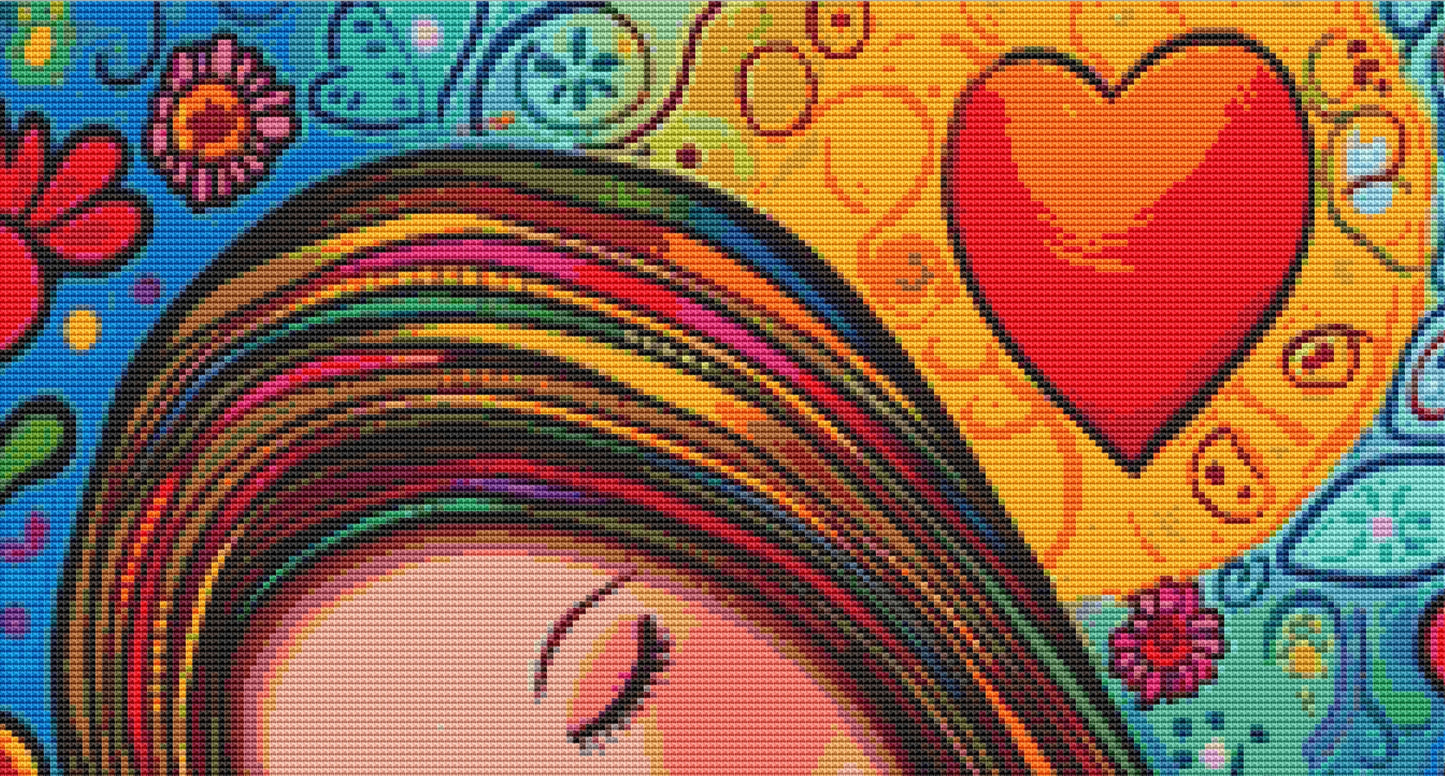 A Girl and Her Kitties cross stitch pattern by Eder Jose Rosa