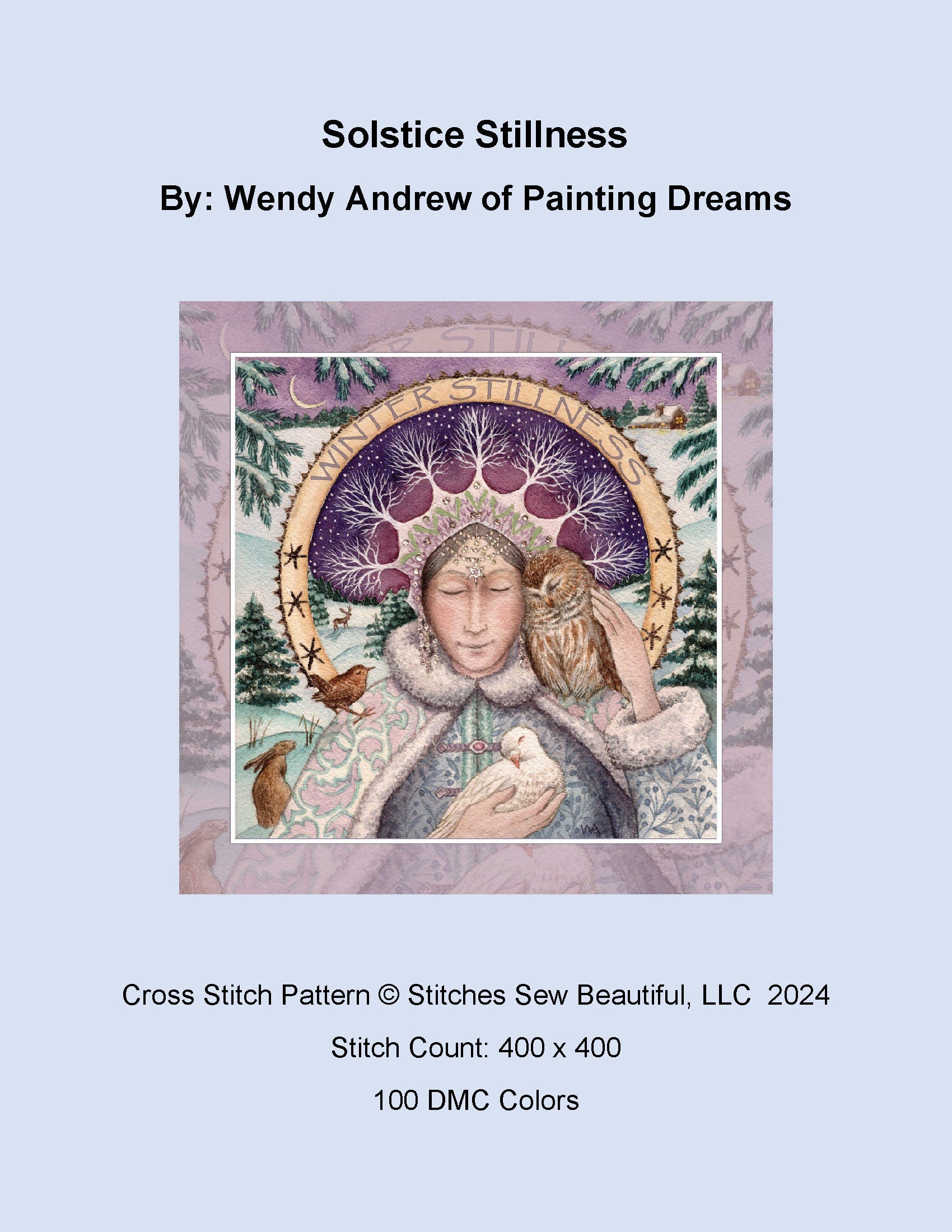Solstice Stillness cross stitch pattern by Wendy Andrew of Painting Dreams