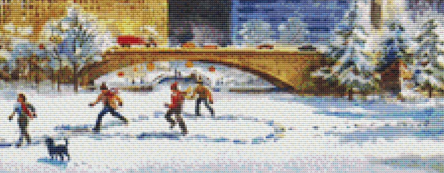 Skating at the Pond cross stitch pattern by Jess Hager/Ansada Art Licensing Group, LLC.