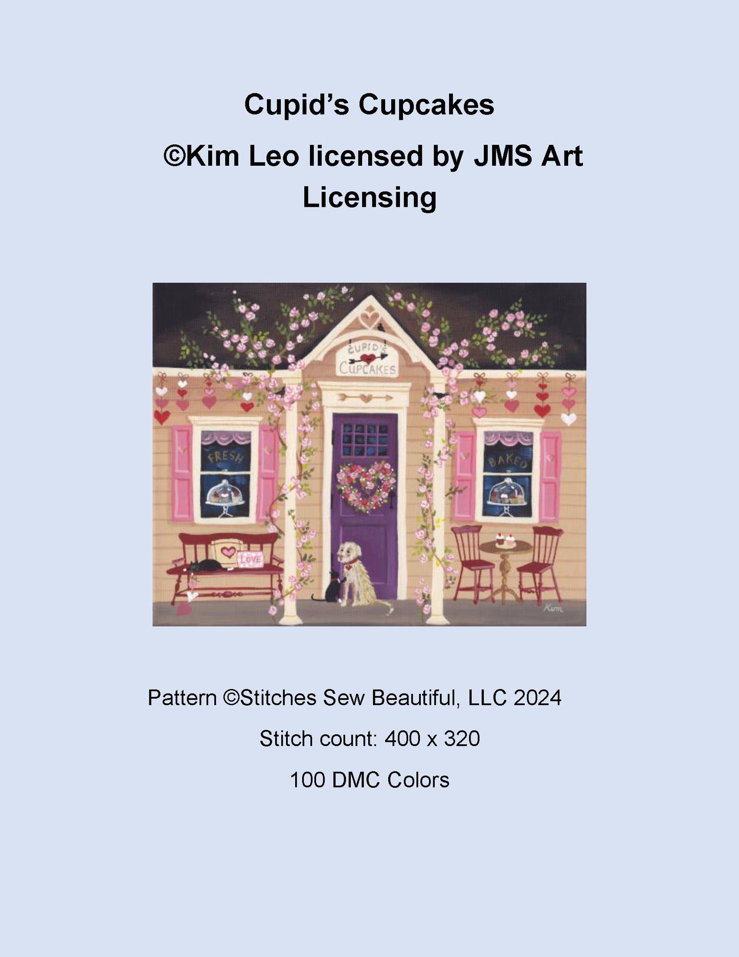 Cupid's Cupcakes cross stitch pattern by Kim Leo licensed by JMS Art Licensing (Digital Format)