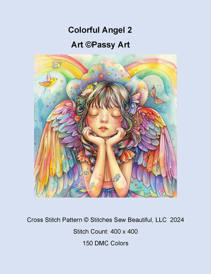 Colorful Angel 2 cross stitch pattern by Passy Art