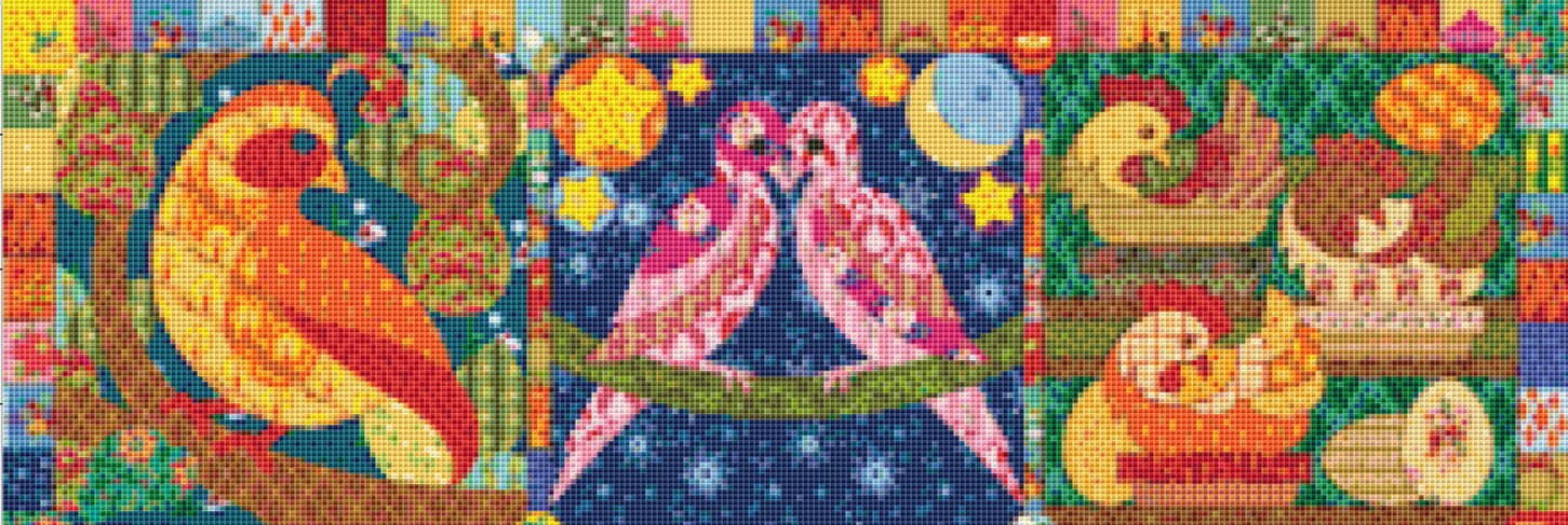 Twelve Days Quilt counted cross stitch pattern by Cobble Hill Puzzle Company/Ansada Art Licensing Group, LLC