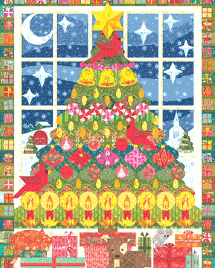 Quilted Christmas Tree cross stitch pattern by Cobble Hill Puzzle Company/Ansada Art Licensing Group, LLC.