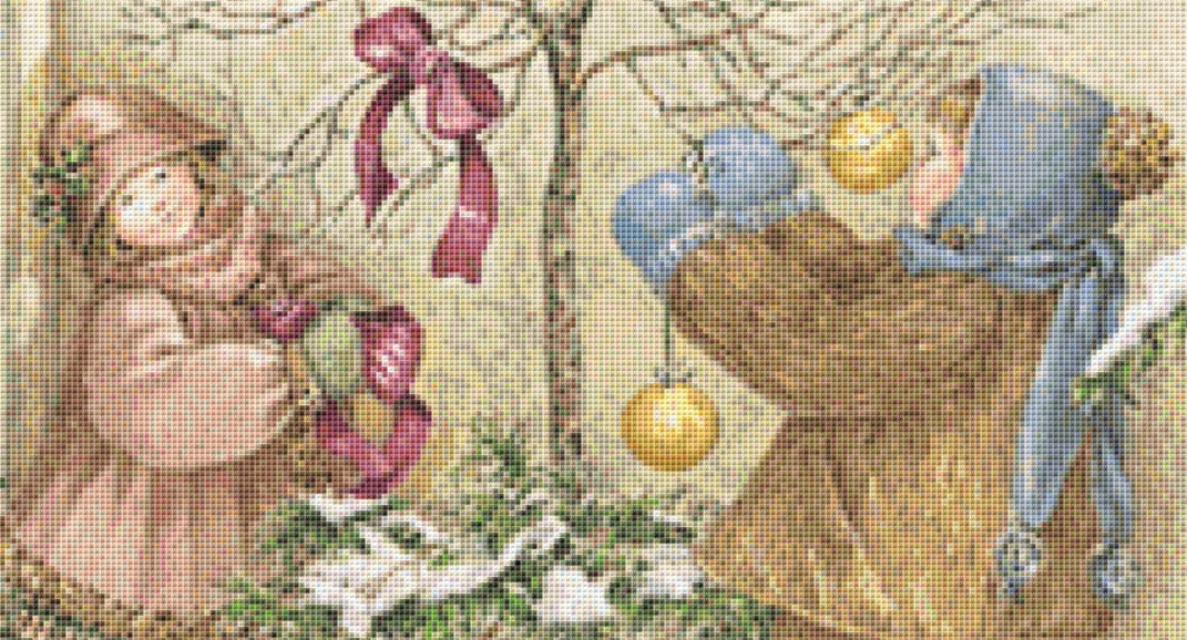 Baubles and Bows cross stitch pattern by Catherine Simpson/Ansada Art Licensing Group, LLC.