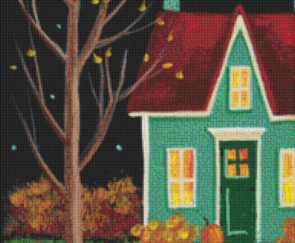 Autumn Mosaic 16 cross stitch pattern by Kim Leo licensed by JMS Art Licensing