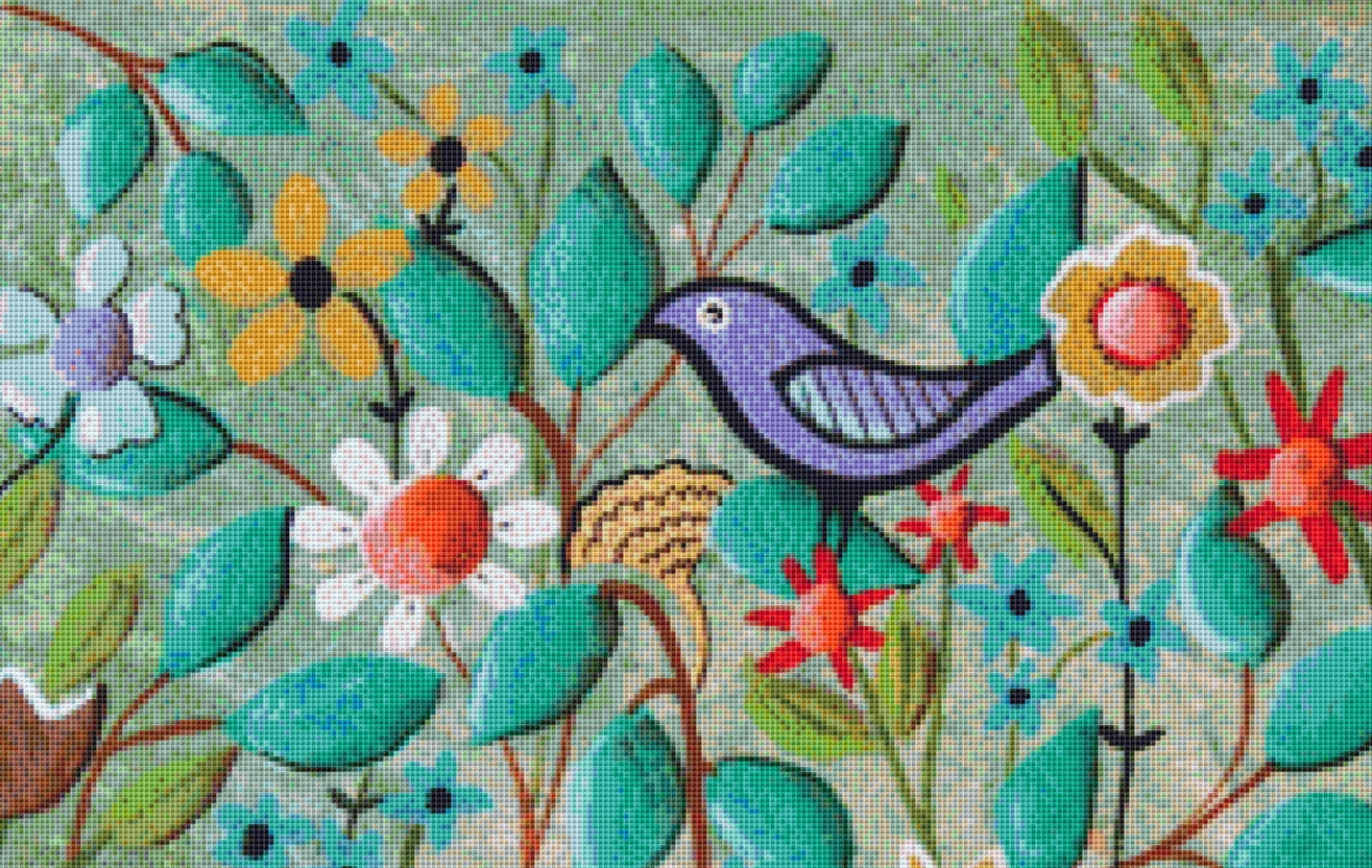 Birds and Blooms counted cross stitch pattern by Karla Gerard
