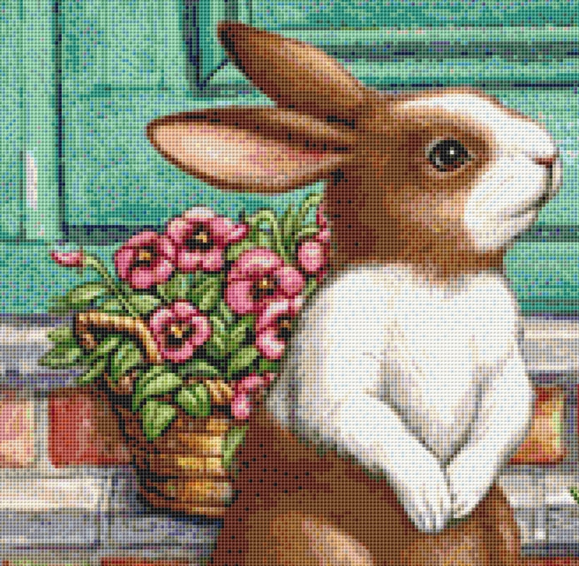 Spring Rabbit Brown cross stitch pattern by Rose Mary Berlin/Ansada Art Licensing Group, LLC.