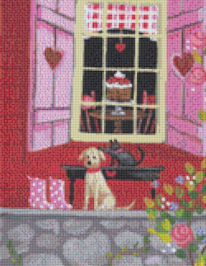 Sweet Valentine cross stitch pattern by Kim Leo licensed by JMS Art Licensing