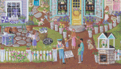 Flower Festival cross stitch pattern by Kim Leo licensed by JMS Art Licensing