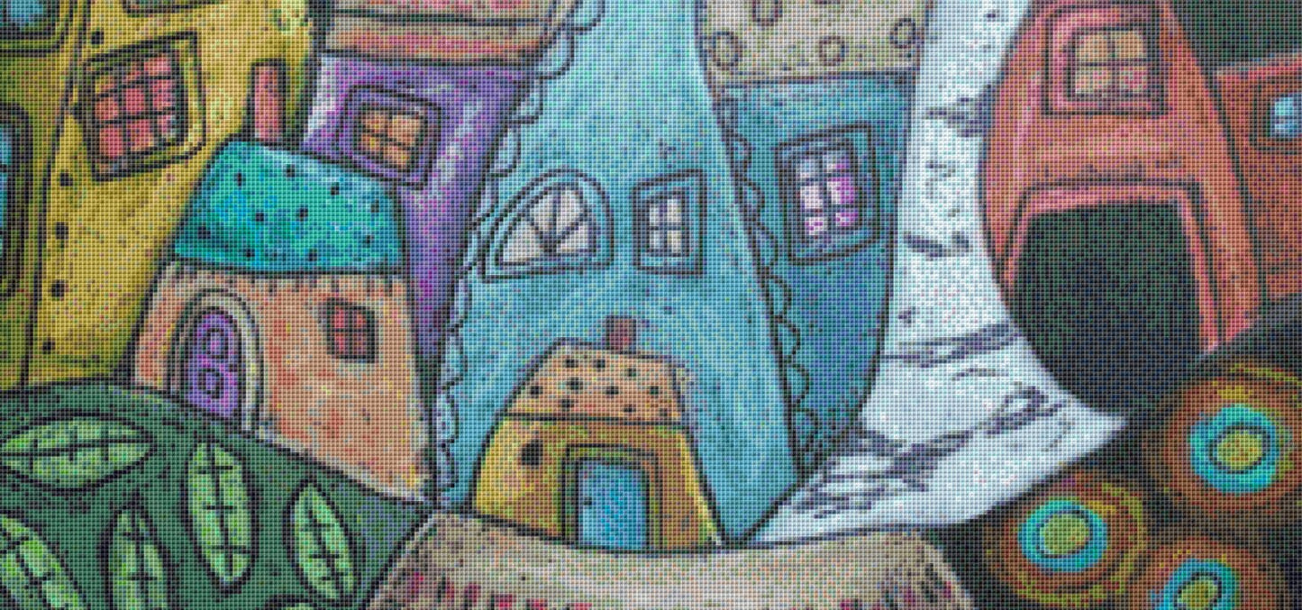 Birch Village counted cross stitch pattern by Karla Gerard