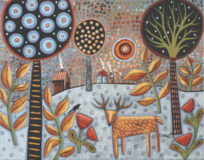 Deer and Bird 1 counted cross stitch pattern by Karla Gerard.