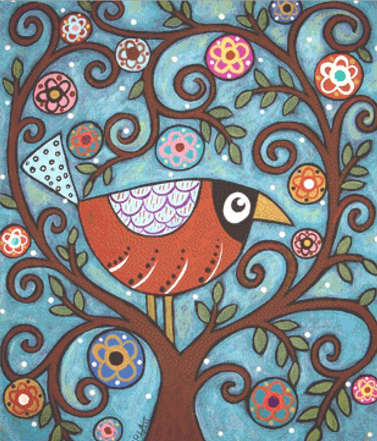 Funky Bird counted cross stitch pattern by Karla Gerard