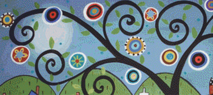 Polkadot Church cross stitch pattern by Karla Gerard