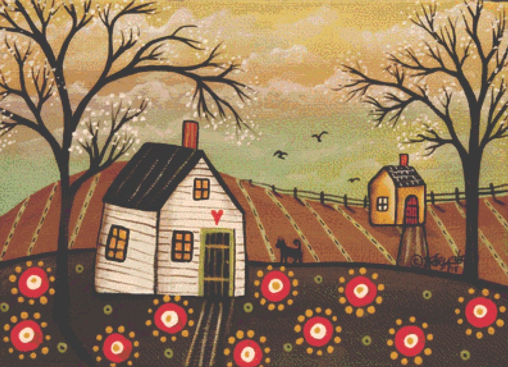 Red Flowers 1 cross stitch patttern by Karla Gerard