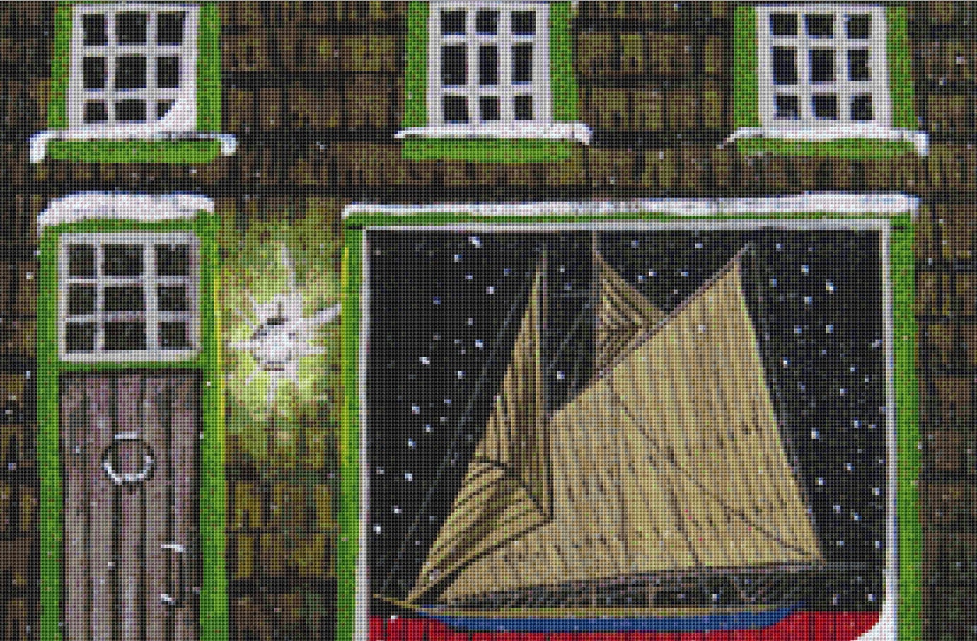 Boat in the Window cross stitch pattern by Patrick Gauthier
