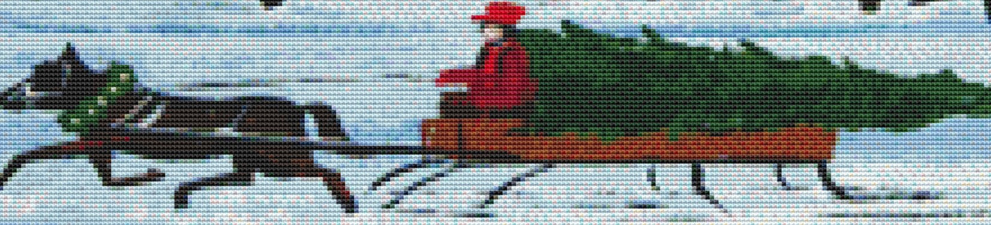Wood River Market cross stitch pattern by Patrick Gauthier