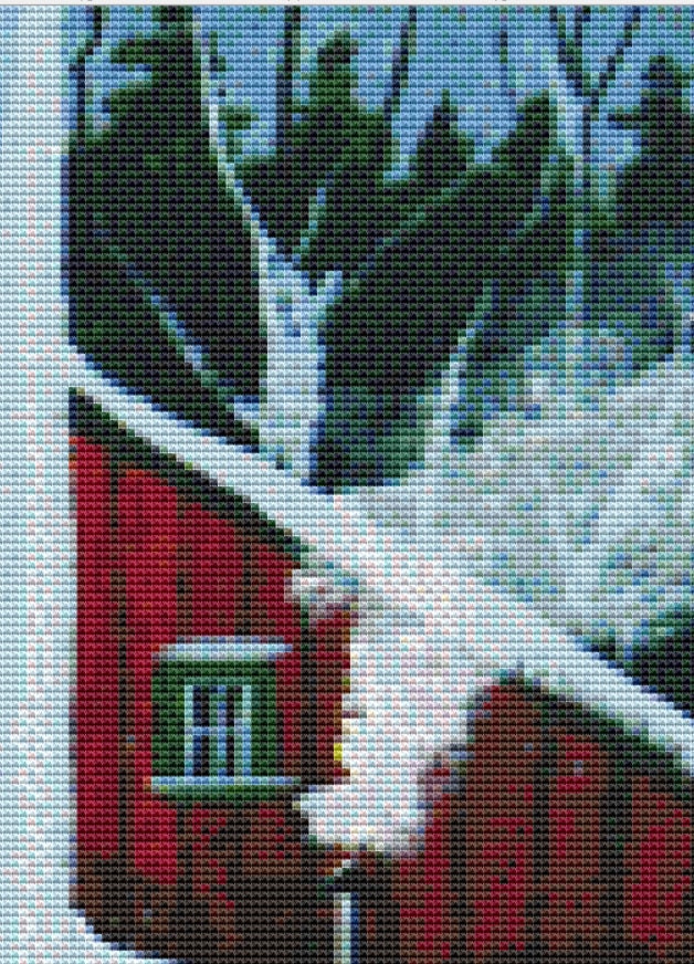 Wood River Market cross stitch pattern by Patrick Gauthier
