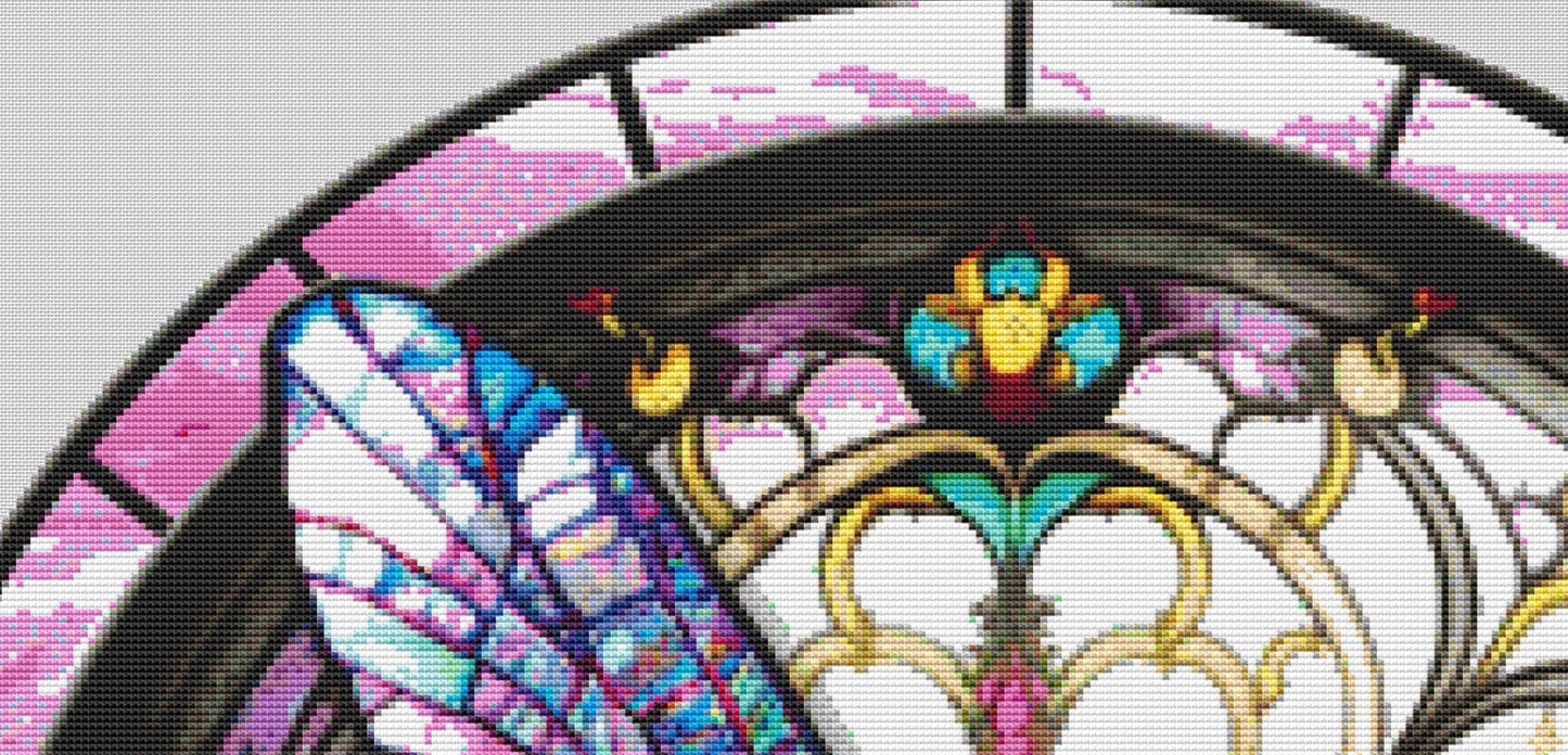 Stained Glass Dragonfly 2 cross stitch pattern by IvyCottageHome