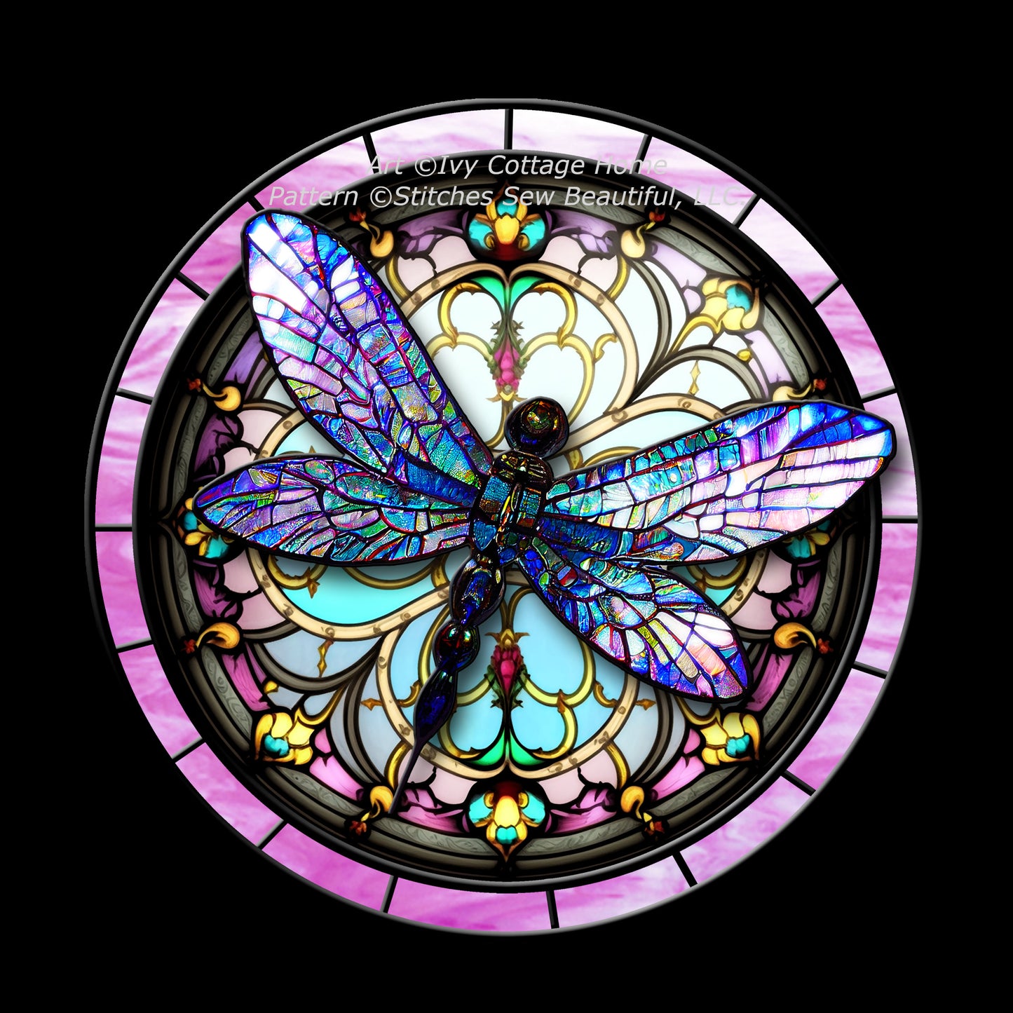Stained Glass Dragonfly 2 cross stitch pattern by IvyCottageHome