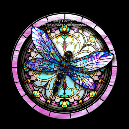 Stained Glass Dragonfly 2 cross stitch pattern by IvyCottageHome