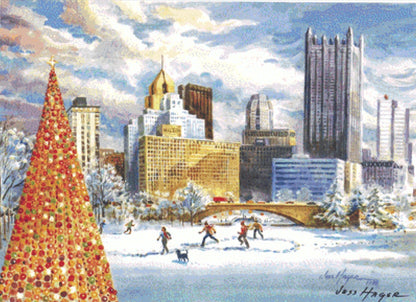 Skating at the Pond cross stitch pattern by Jess Hager/Ansada Art Licensing Group, LLC.