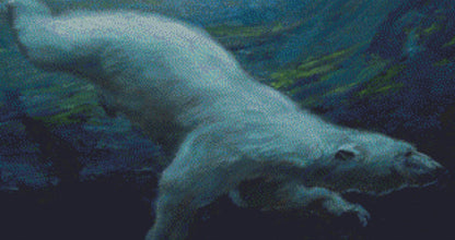 Arctic Plunge cross stitch pattern by John Banovich/Ansada Art Licensing Group, LLC.