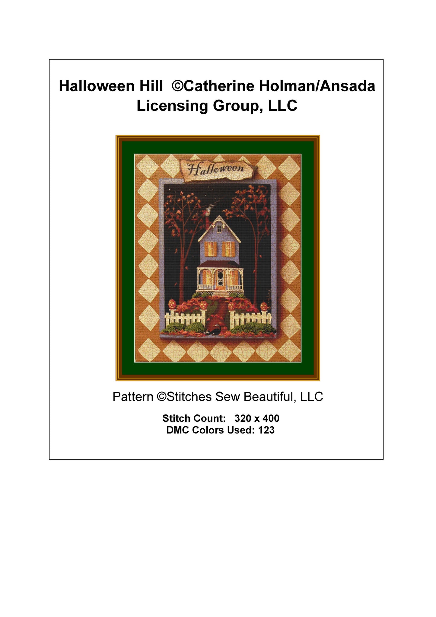 Halloween Hill cross stitch pattern by Catherine Holman/Ansada Art Licensing Group, LLC