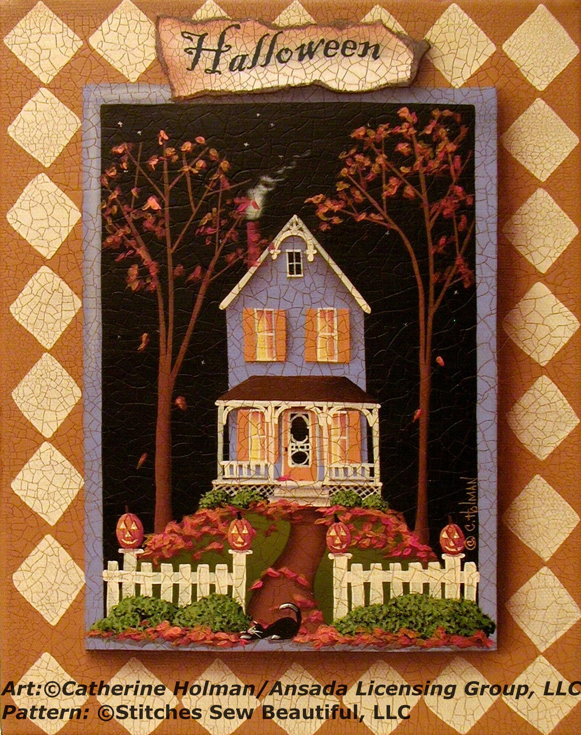 Halloween Hill cross stitch pattern by Catherine Holman/Ansada Art Licensing Group, LLC