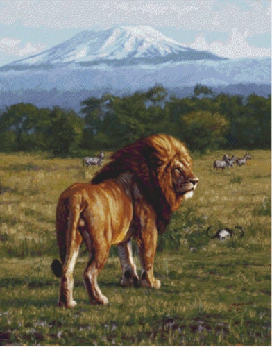 The King of Kilimanjaro cross stitch pattern by John Banovich/Ansada Art Licensing Group, LLC