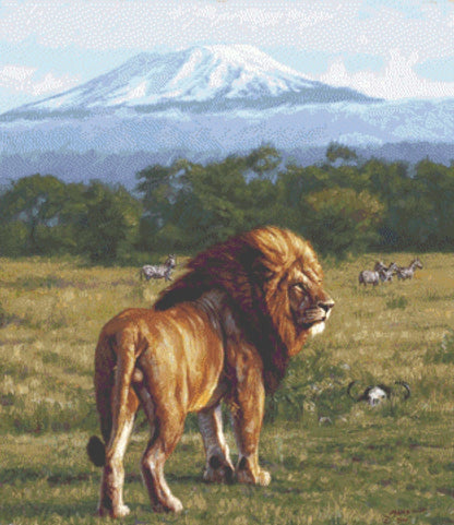 The King of Kilimanjaro cross stitch pattern by John Banovich/Ansada Art Licensing Group, LLC