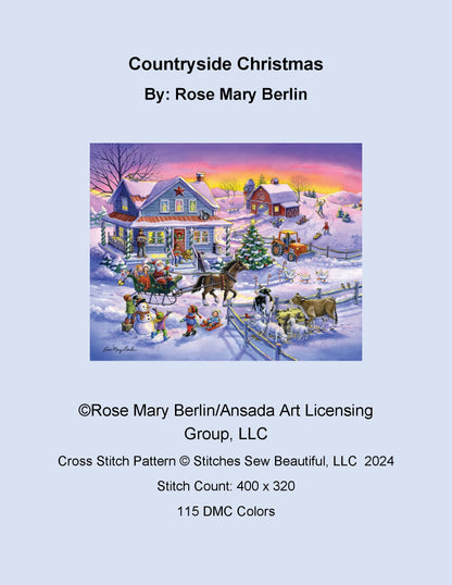 Countryside Christmas cross stitch pattern by Rose Mary Berlin/Ansada Art Licensing Group, LLC