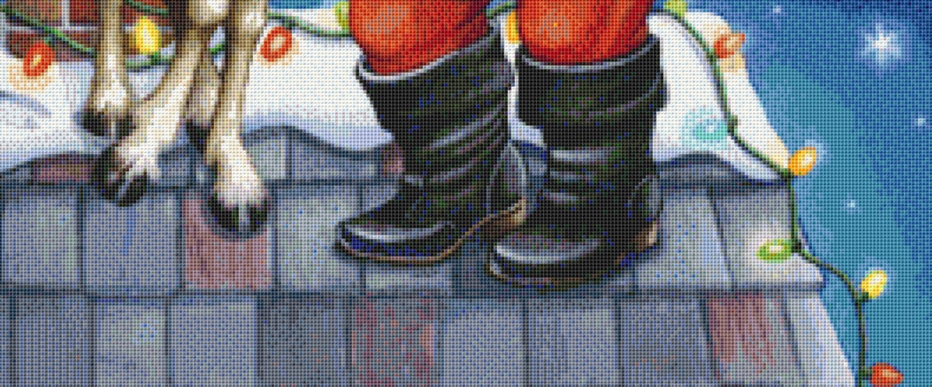 Deer and Santa cross stitch pattern by Rose Mary Berlin/Ansada Art Licensing Group, LLC